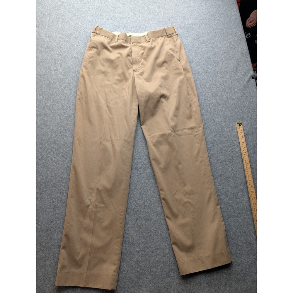 L.L. Bean Comfort Waist Chino Pants Men Size 36 Khaki Beige Flat Front Trousers